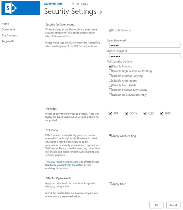 Secure On Open - SP2016