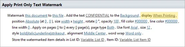 SharePoint Designer Workflow - Text Watermark