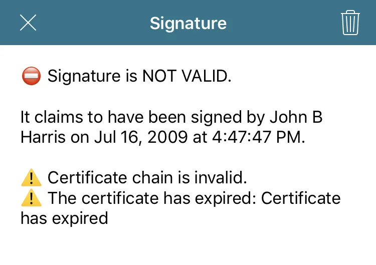 Invalid signature