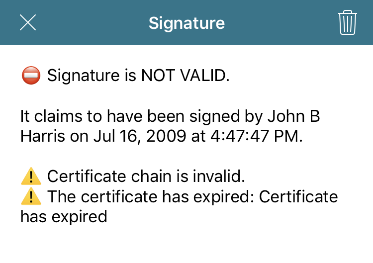 Invalid signature