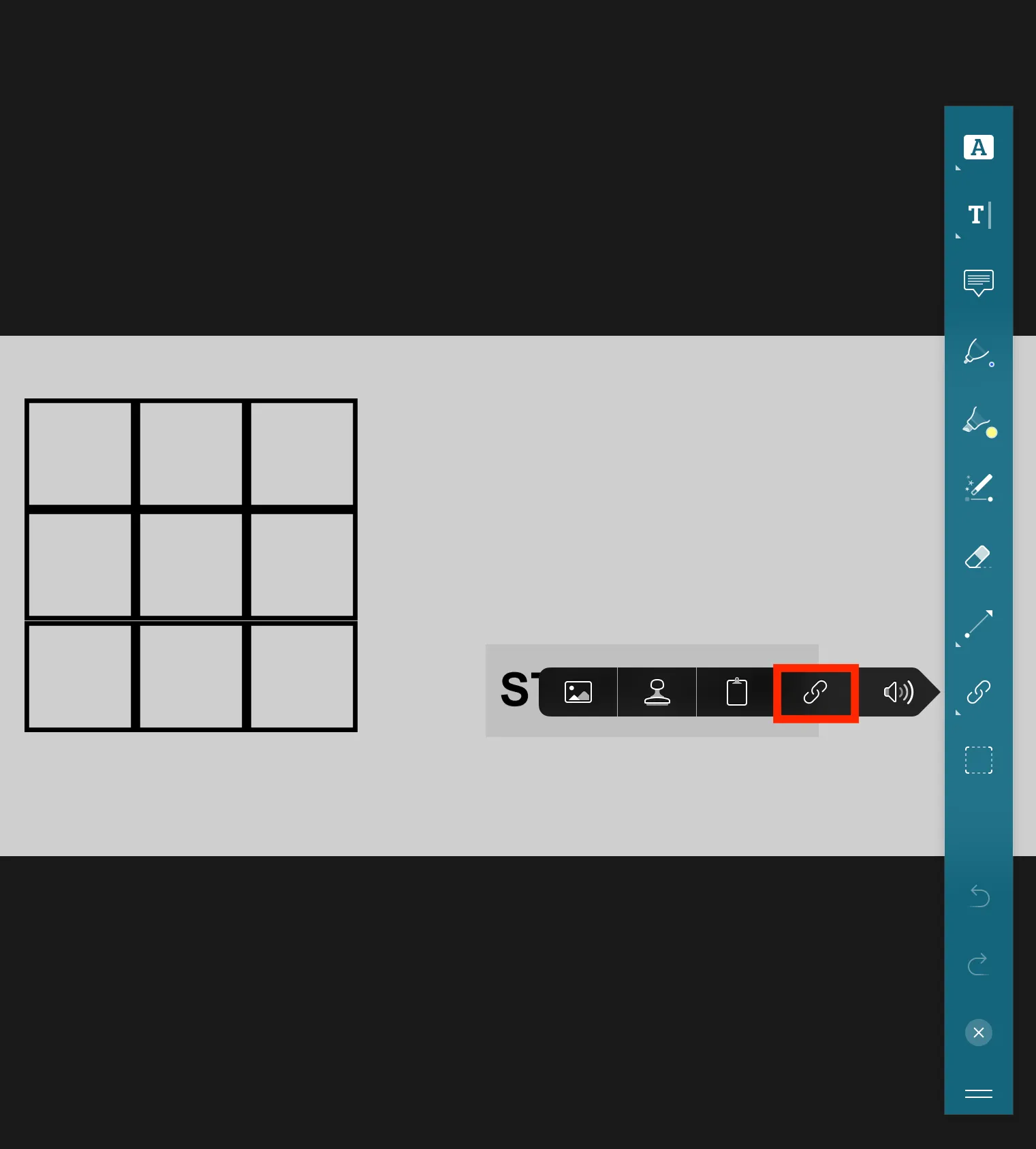 Screenshot showing the link button