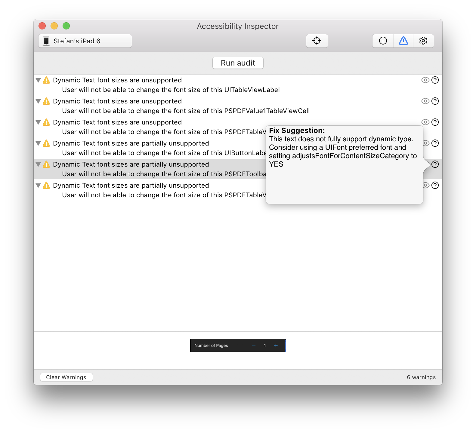 Accessibility Inspector Audit
