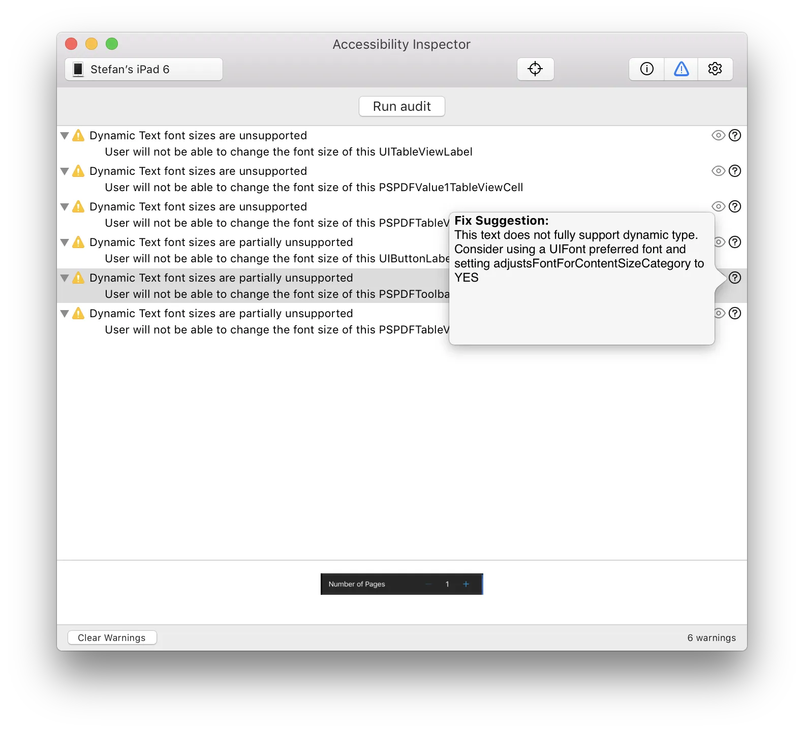Accessibility Inspector Audit
