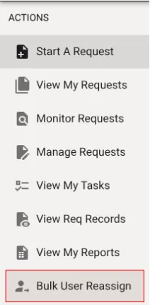 Navigate to Actions Menu dropdown and select Bulk User Reassignment option from the list