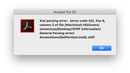 Acrobat error damaged popup flag