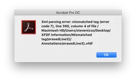 Acrobat error missing tag