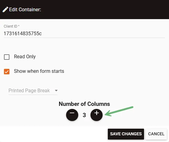 edit container screen