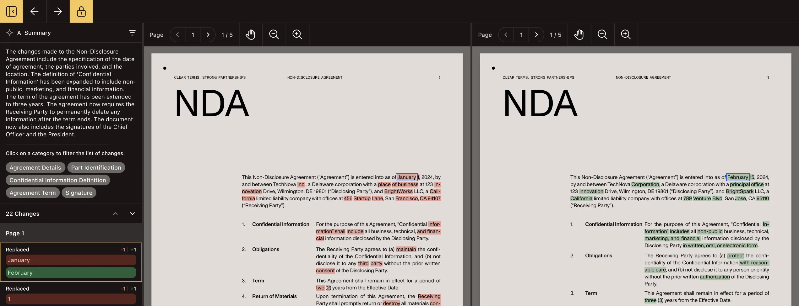 AI text comparison and diff visualization