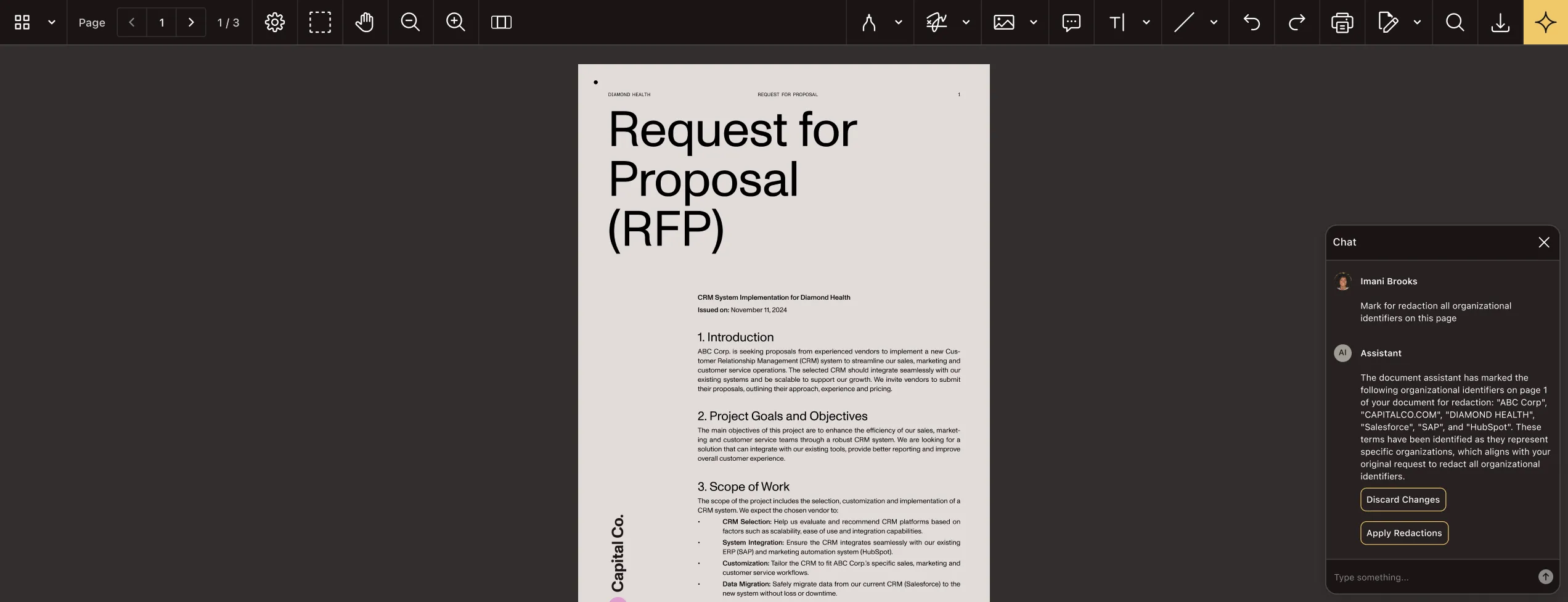AI Assistant chat interface