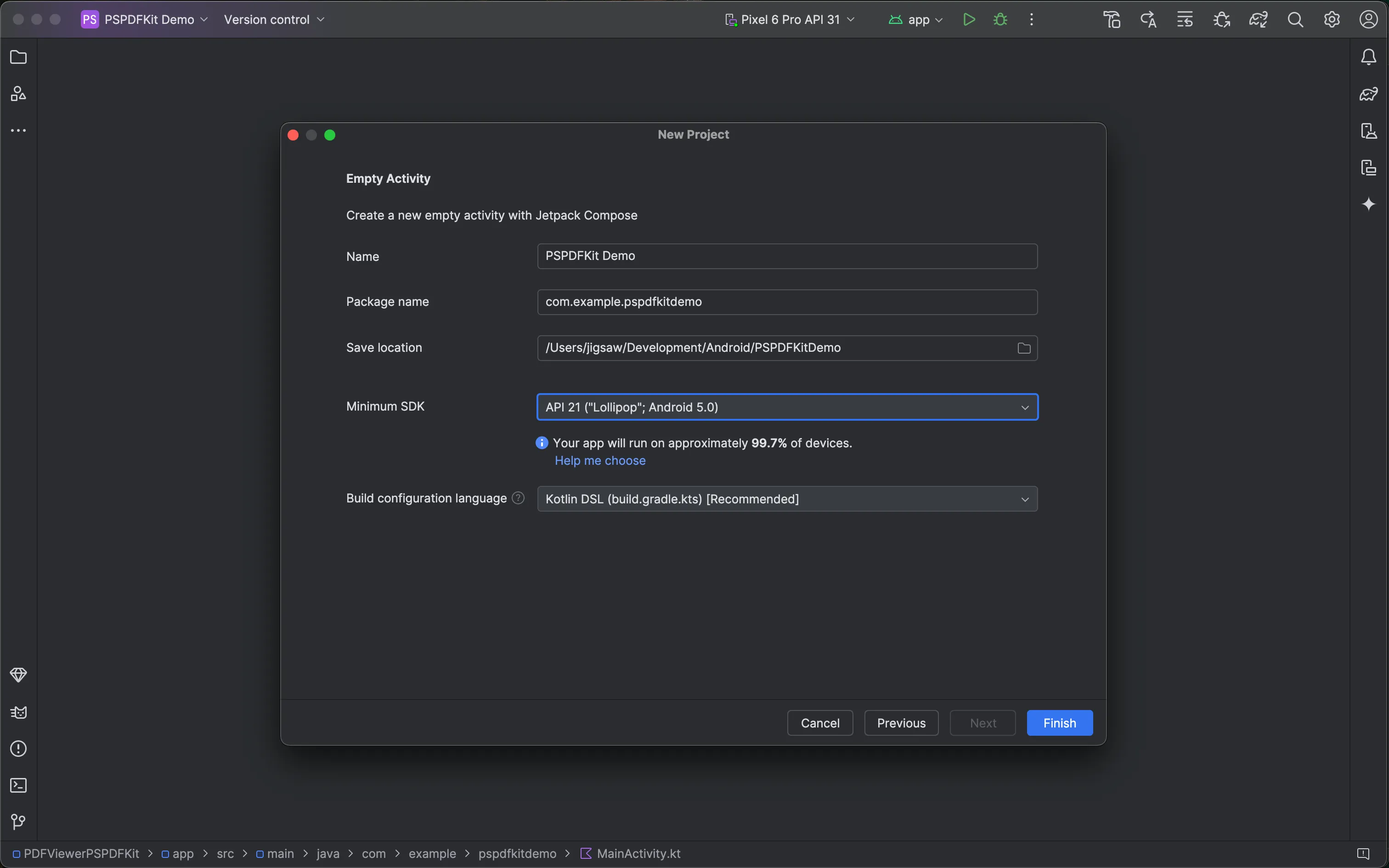 Image showing a wizard for project setup