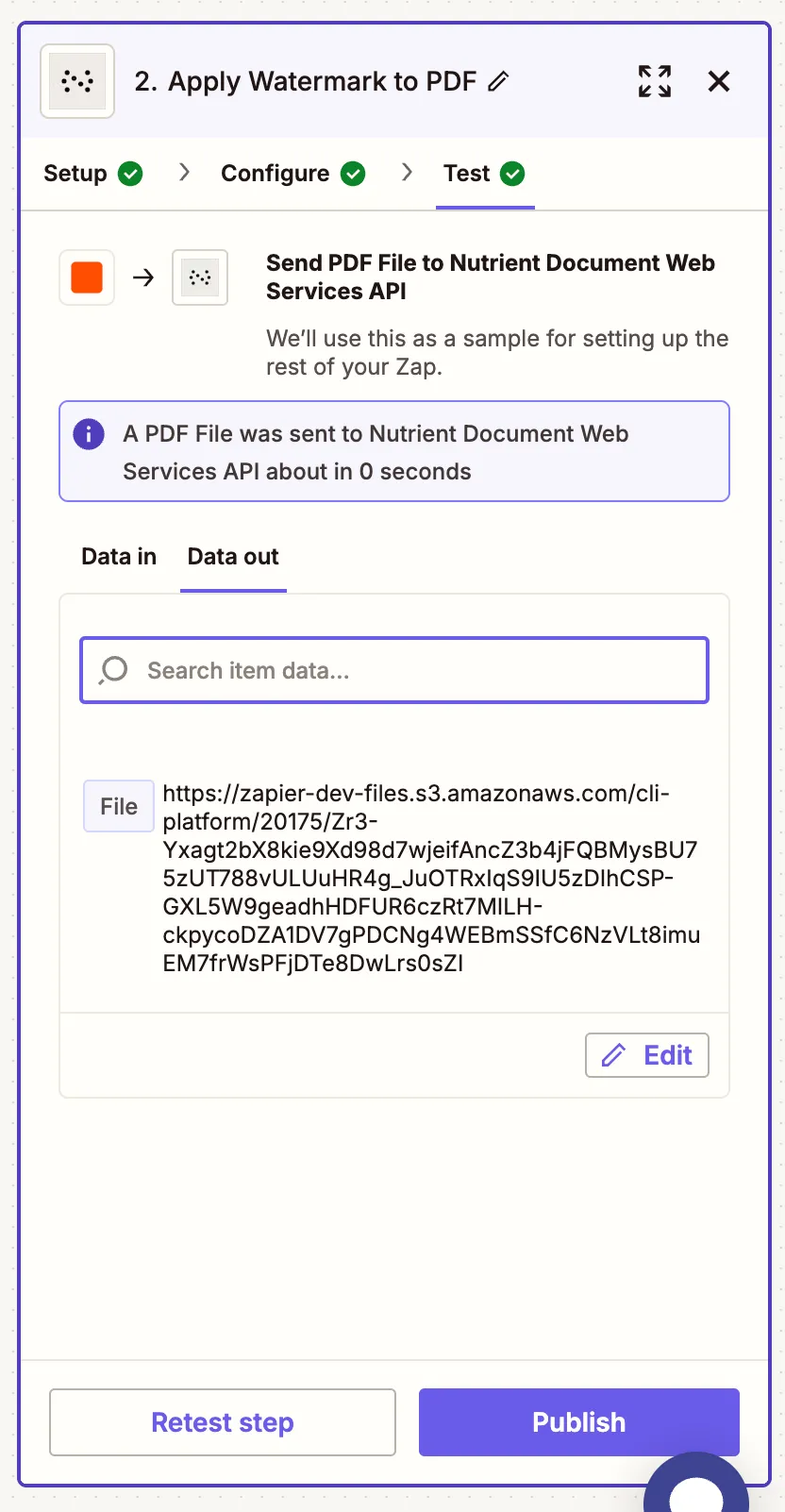 Run a test to verify the watermark is applied to the PDF