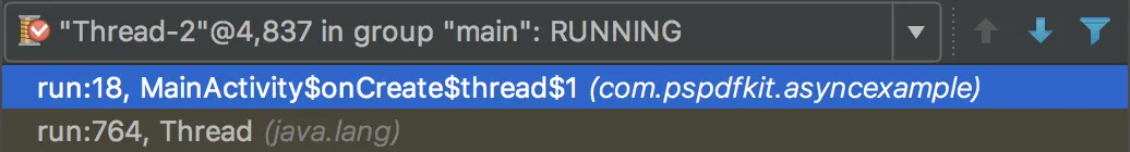 Async stacktrace inside a thread