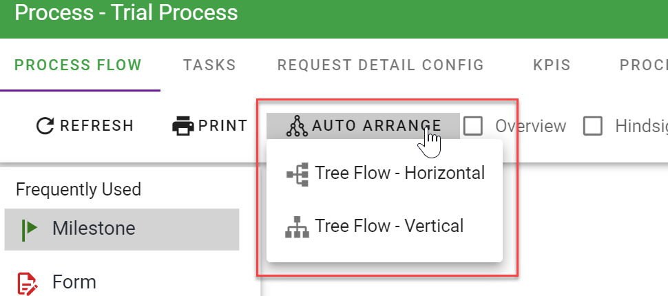 Auto Arrange and navigation options on the Process Builder canvas