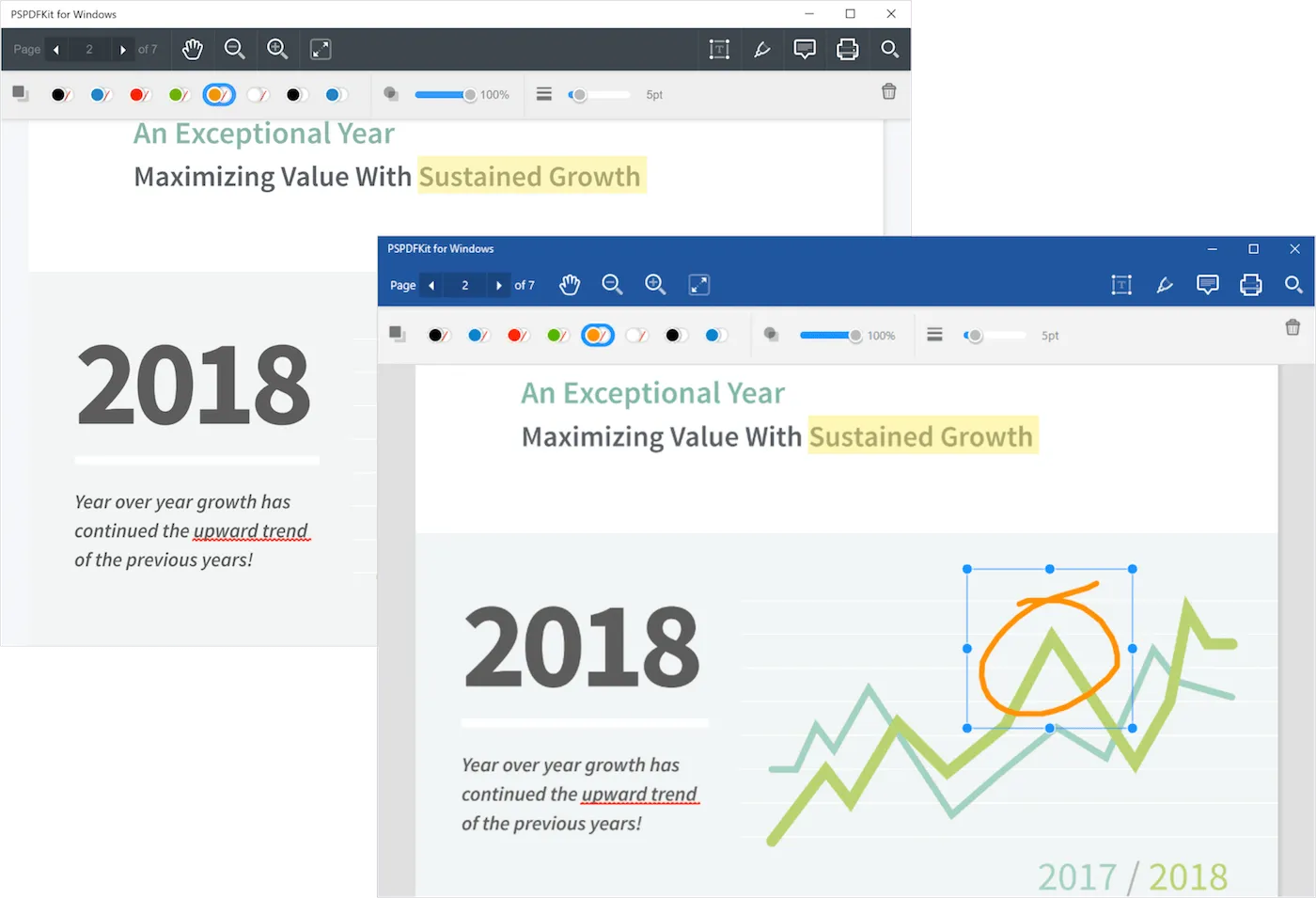 PSPDFKit for Web before and after theming