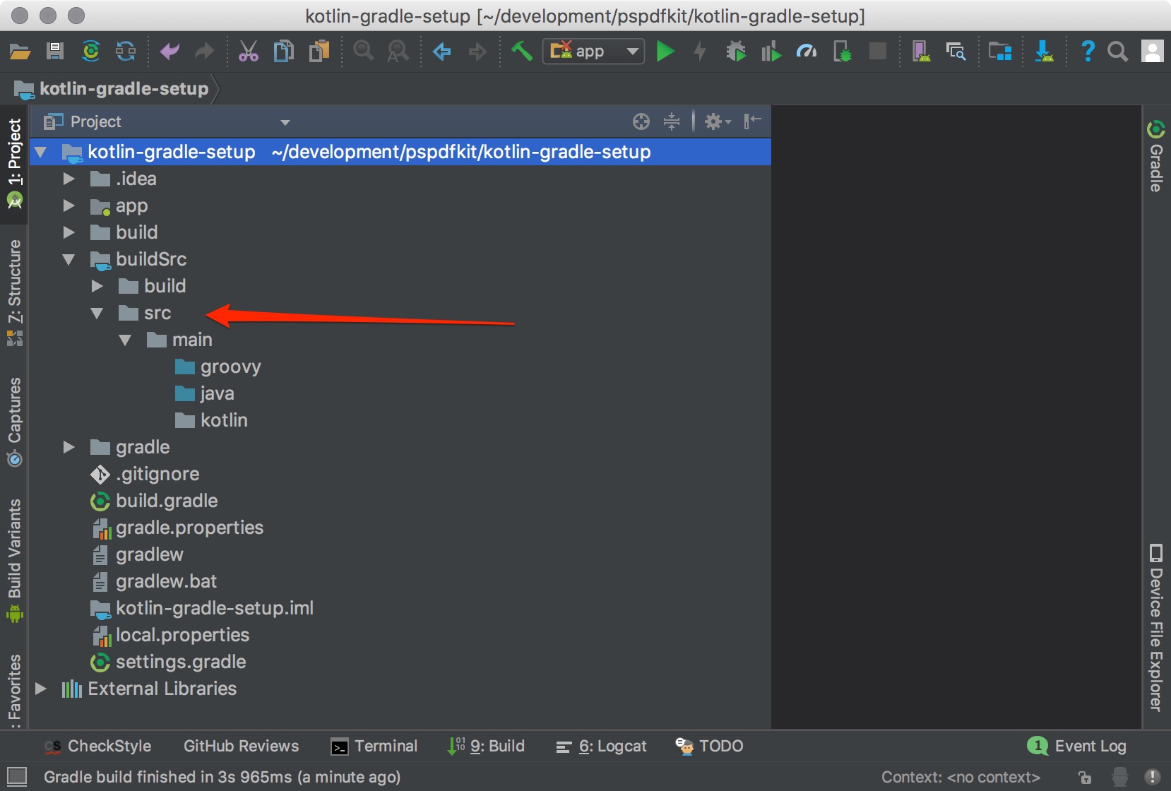 Default source sets in the buildSrc module