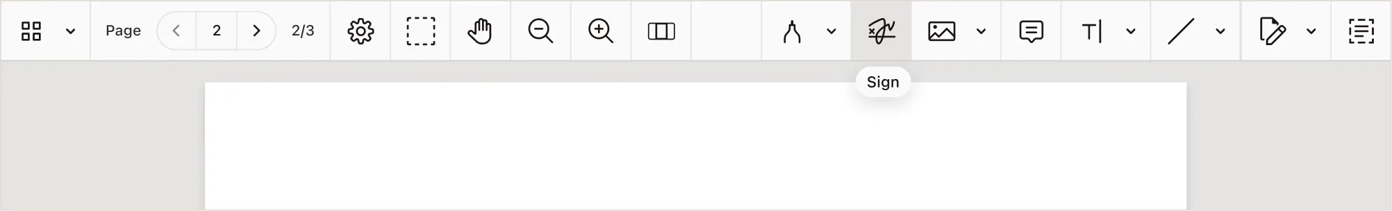 Screenshot of Nutrient Web SDK toolbar with the sign button highlighted.