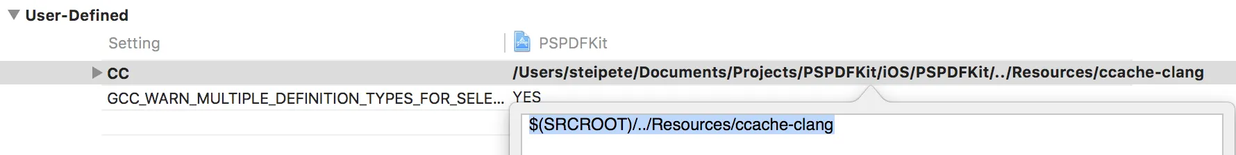 Xcode with CC defined