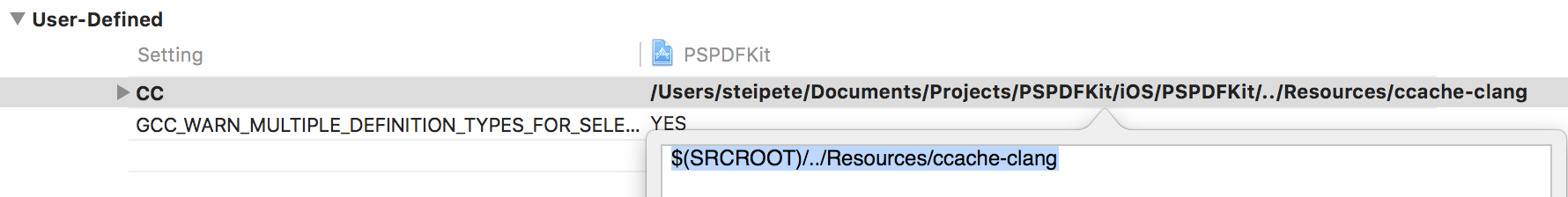 Xcode with CC defined
