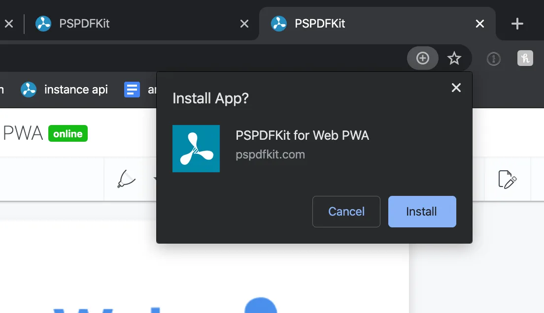 Dedicated install button on Chrome