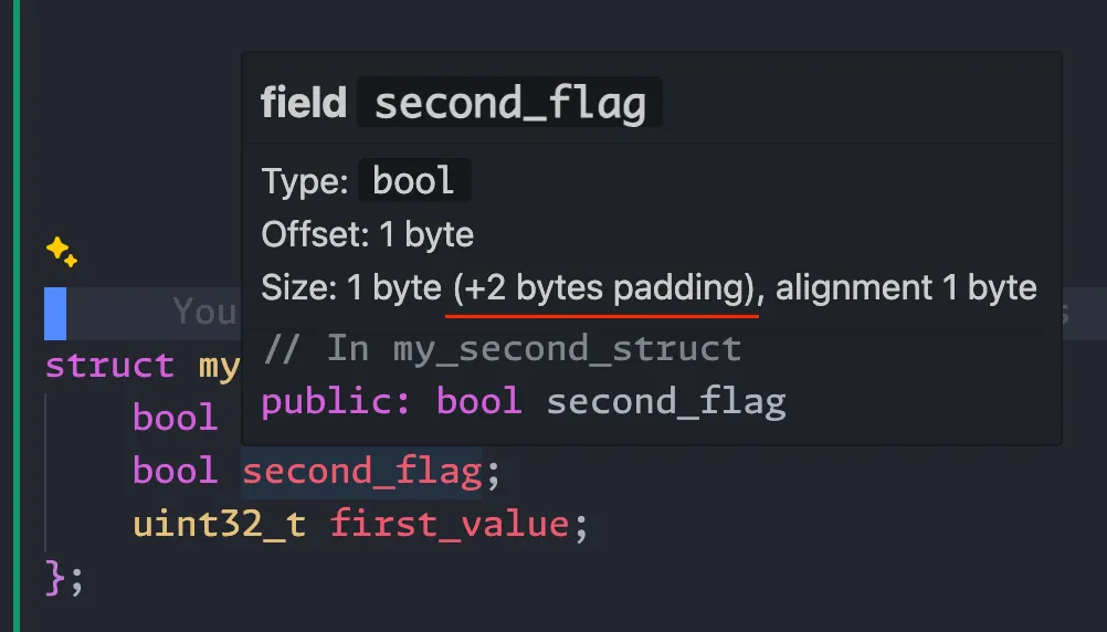 clangd showing padding