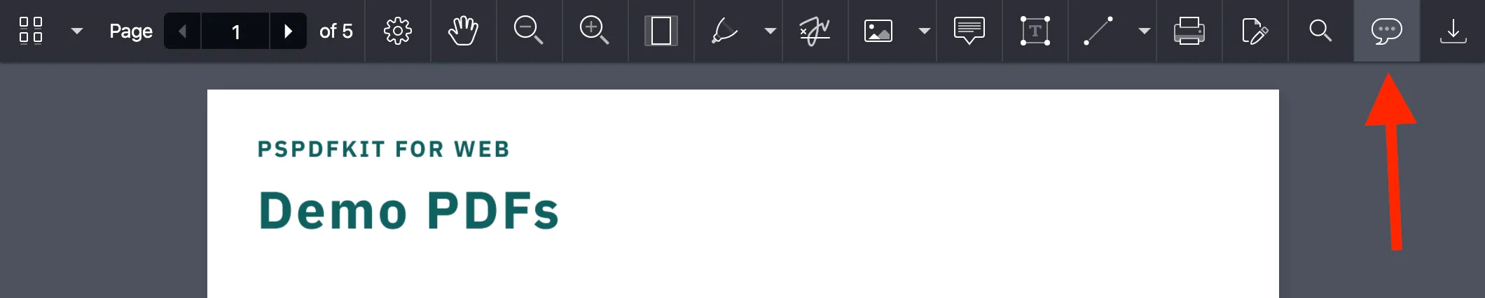 Comment main toolbar