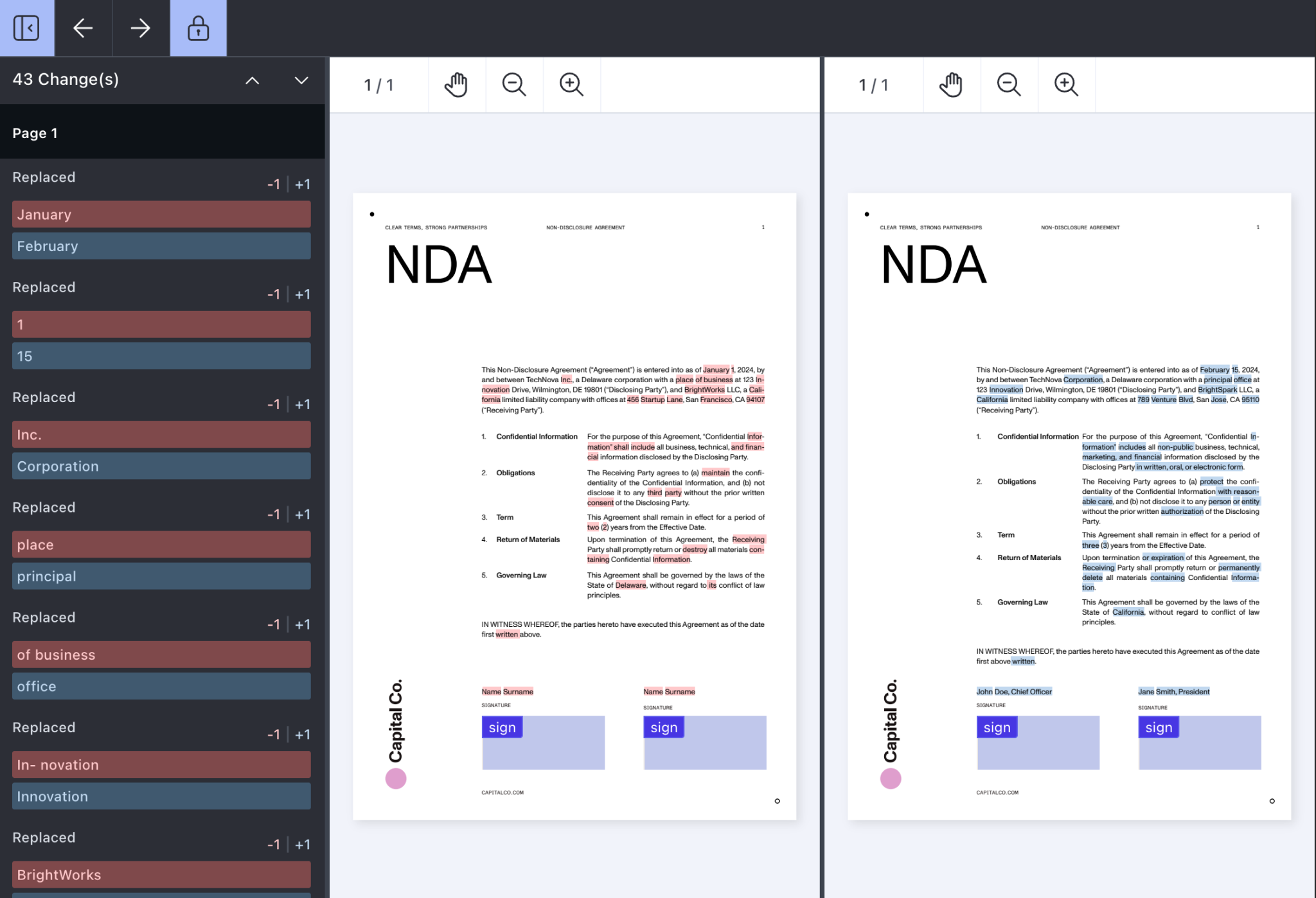 Default UI of Text Comparison.