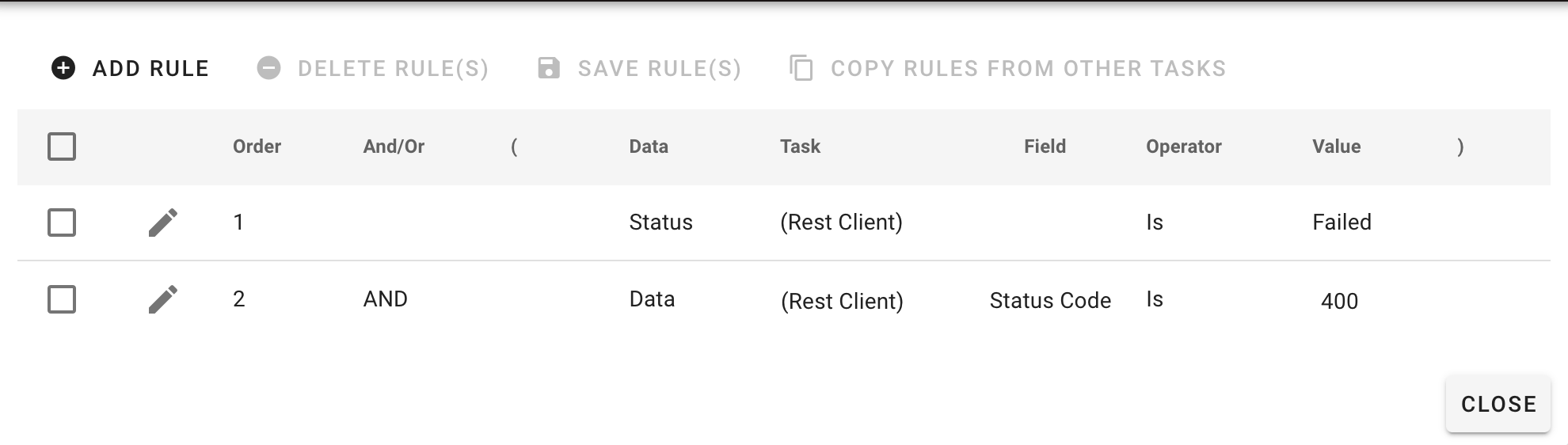 Rules configuration for 400 error milestone handling