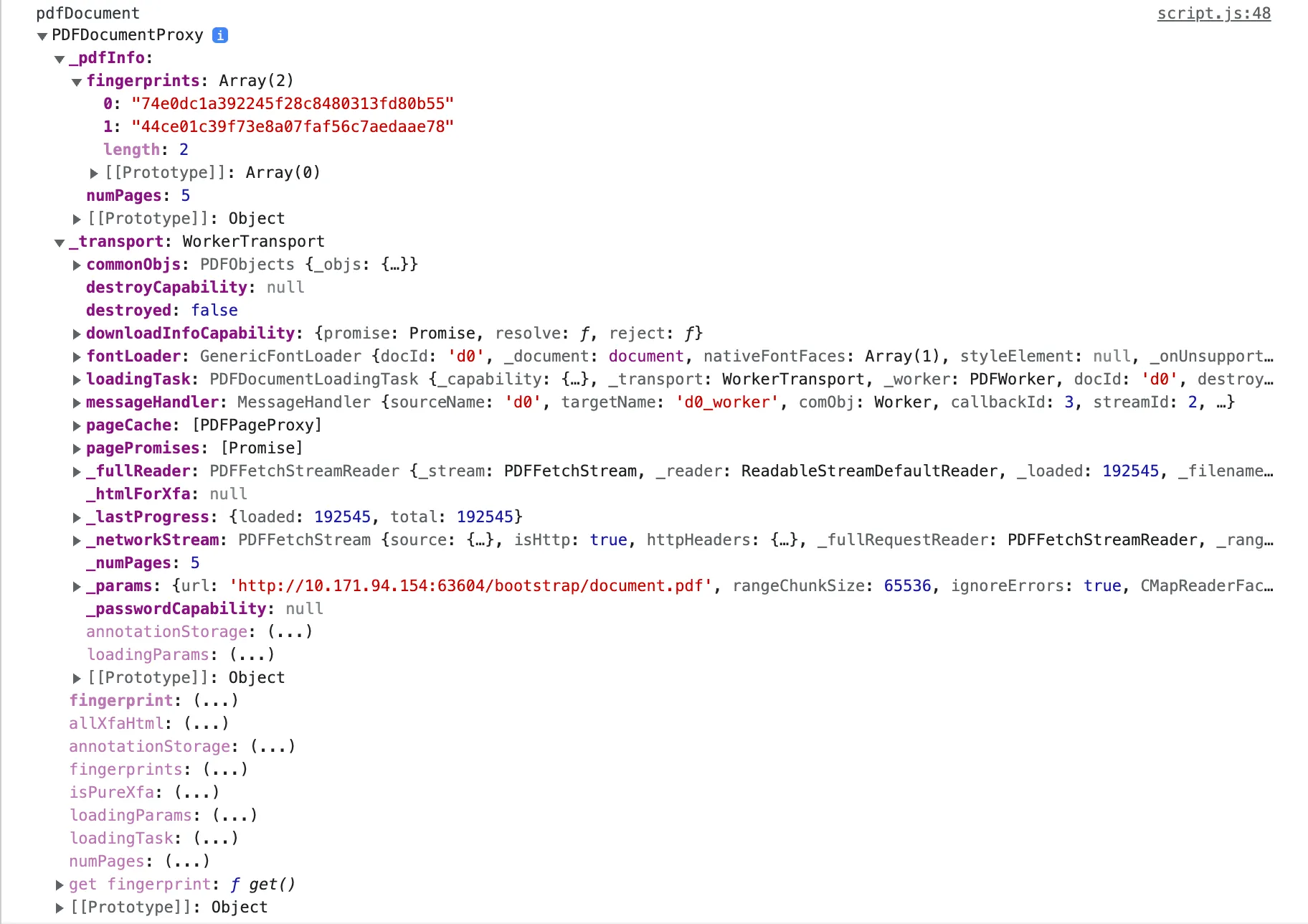 Console PDF document
