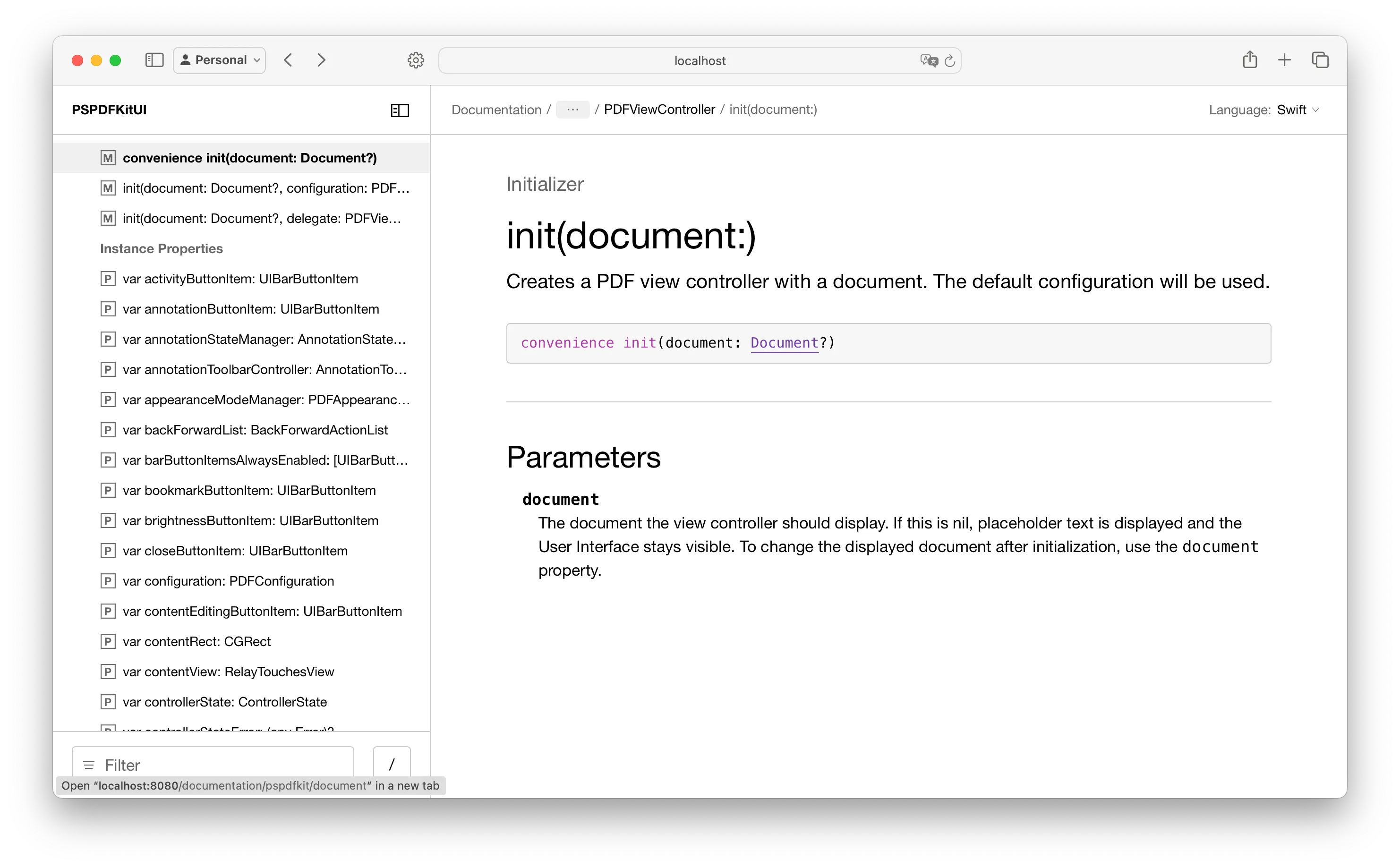 Cross-linking symbol in generated documentation