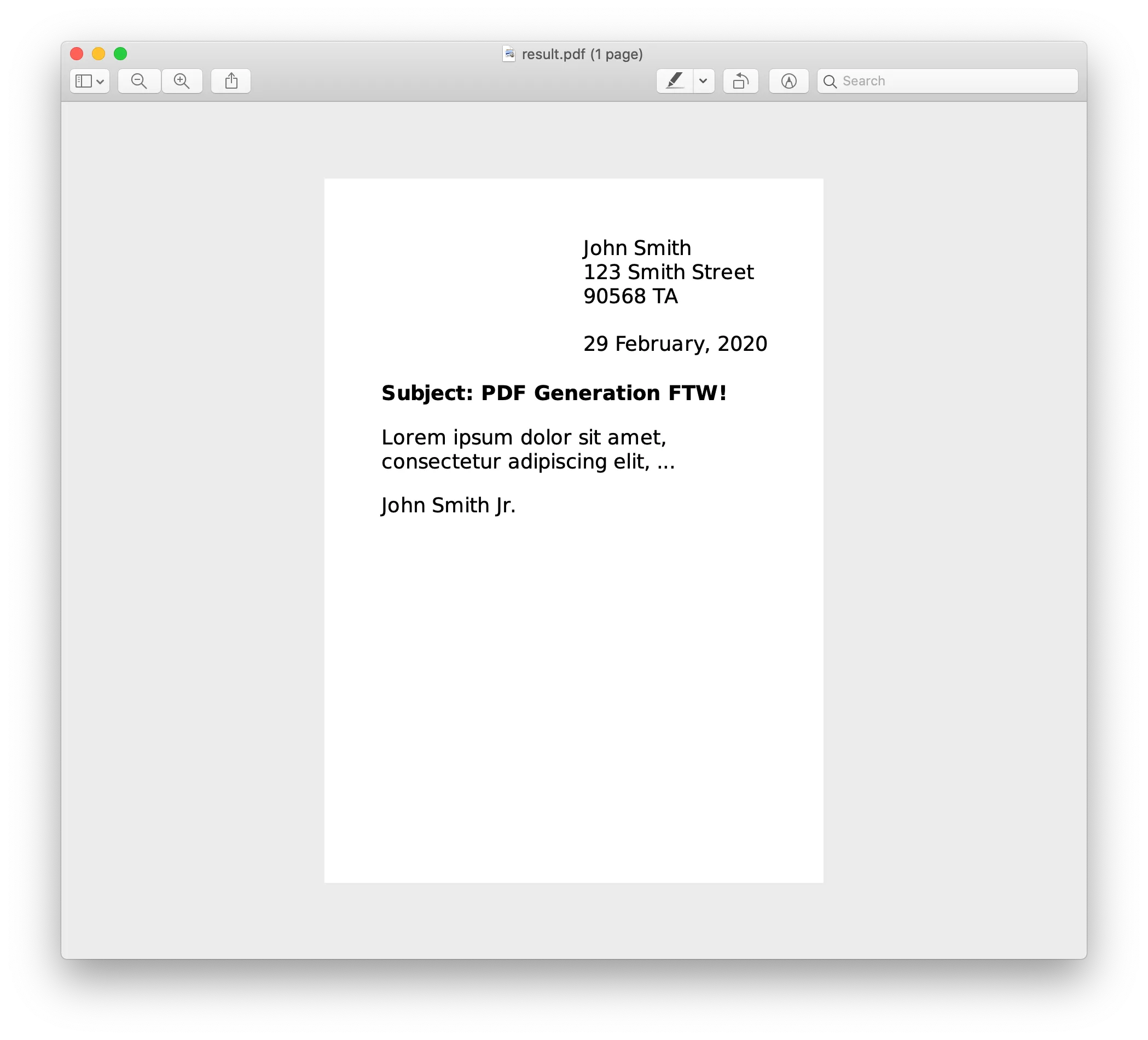 A letter with CSS styles example