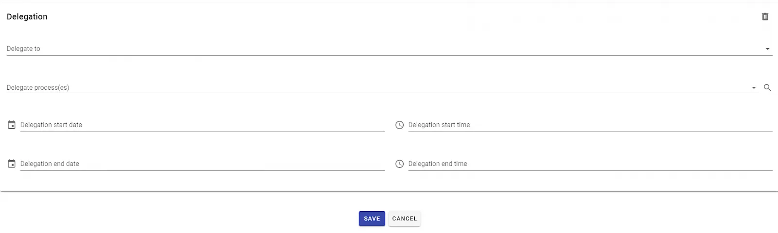 Delegation settings form