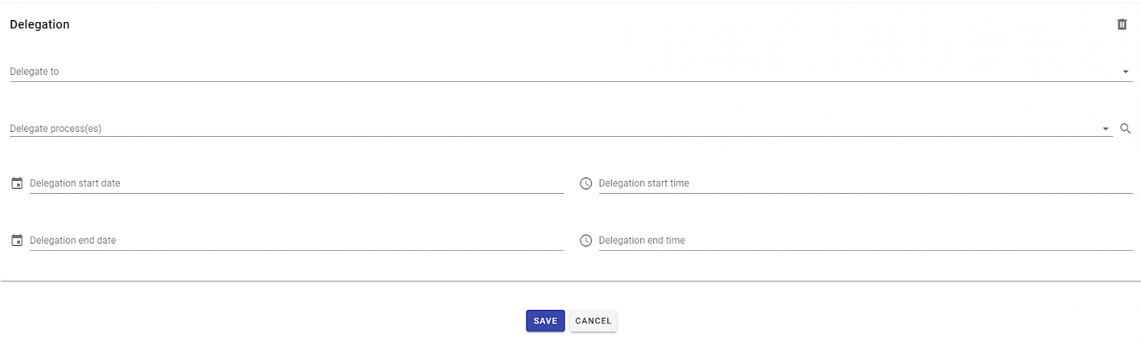 Delegation settings form