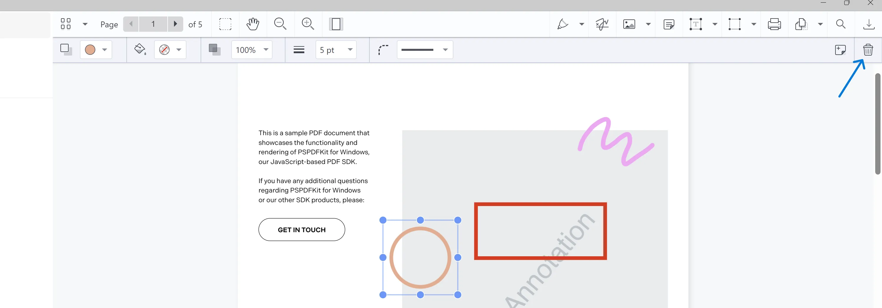 Deleting circle annotation