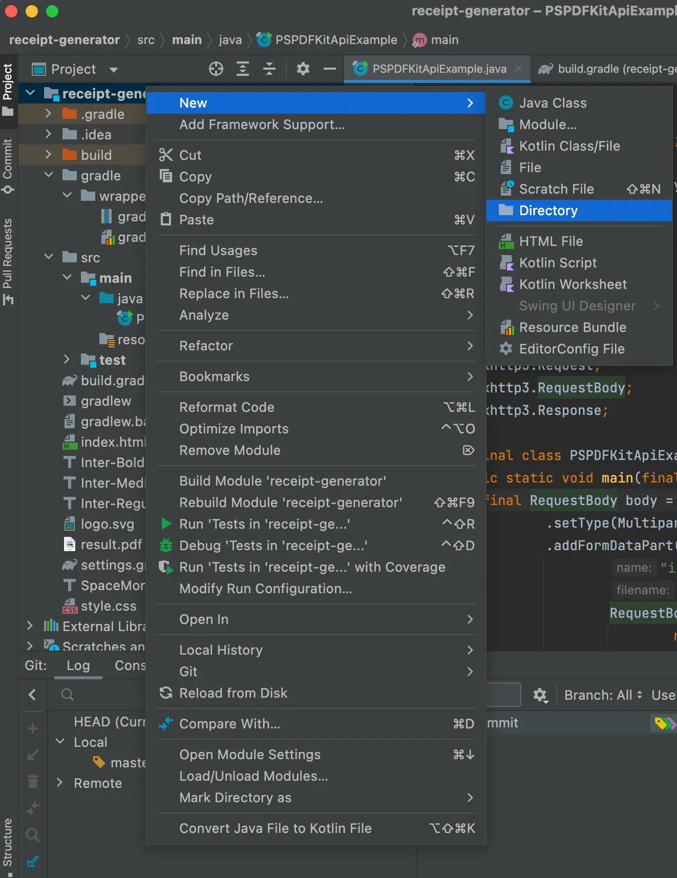 Creating a new directory screenshot