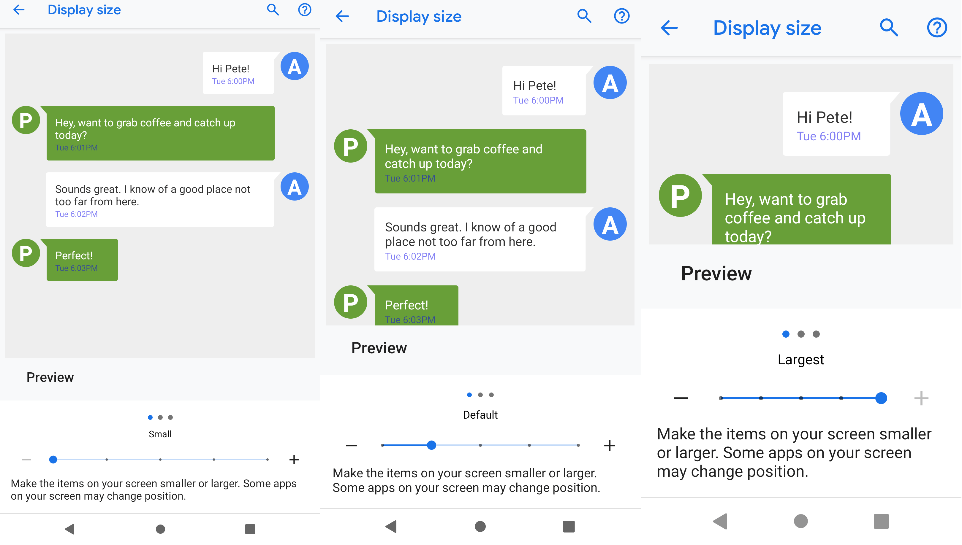 Display size setting