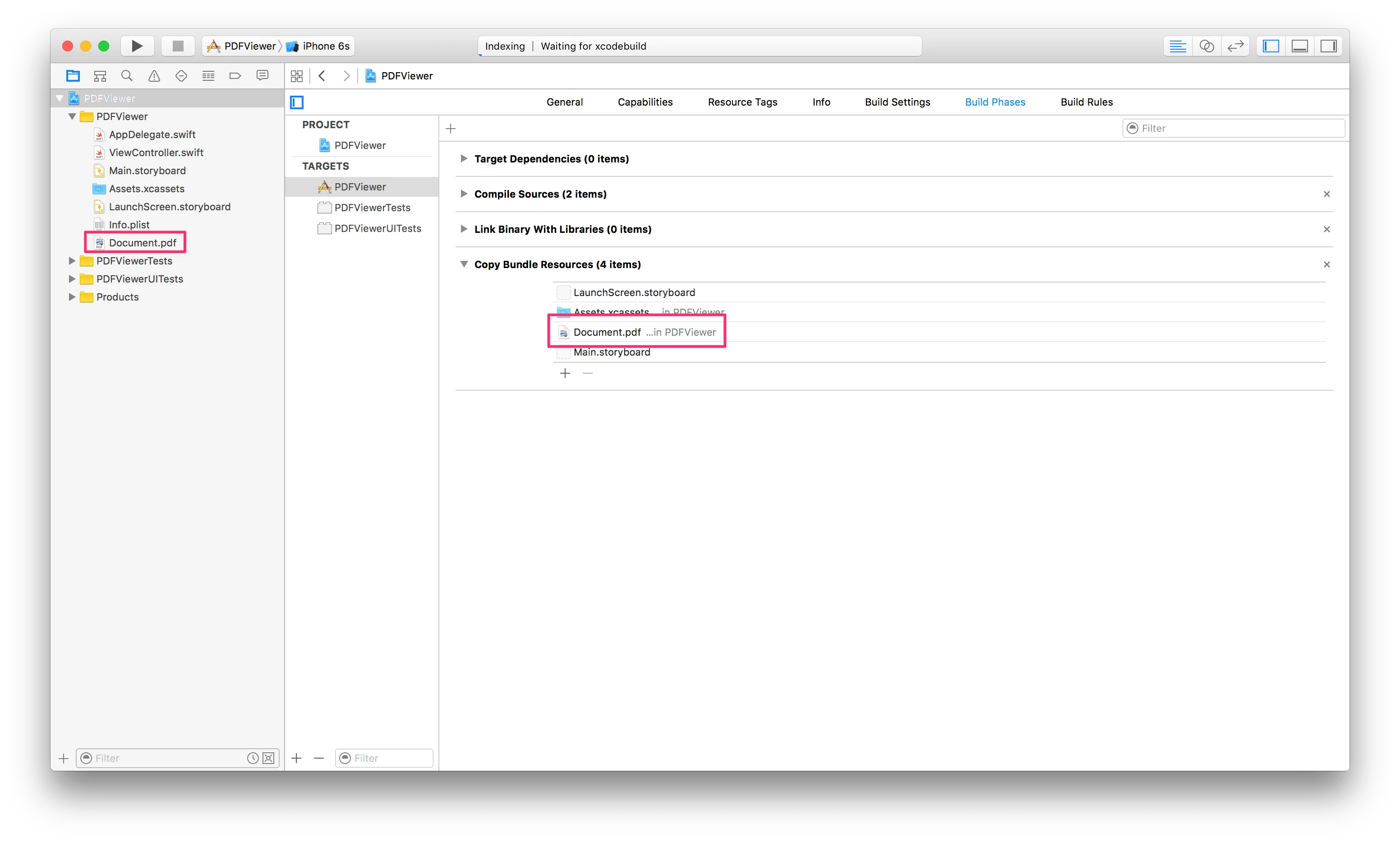 Document in Copy Bundle Resources