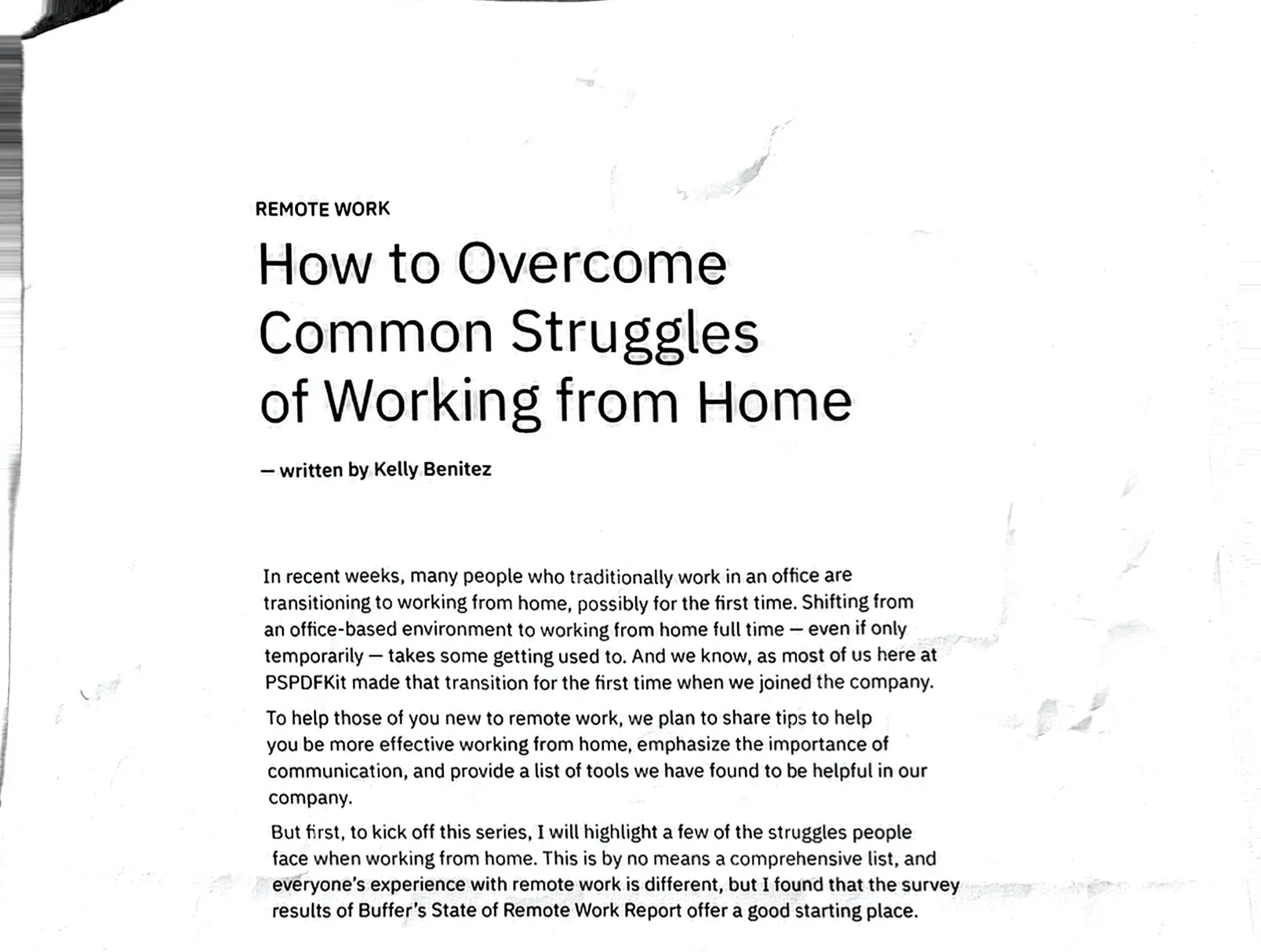 Screenshot of sample scanned PDF document