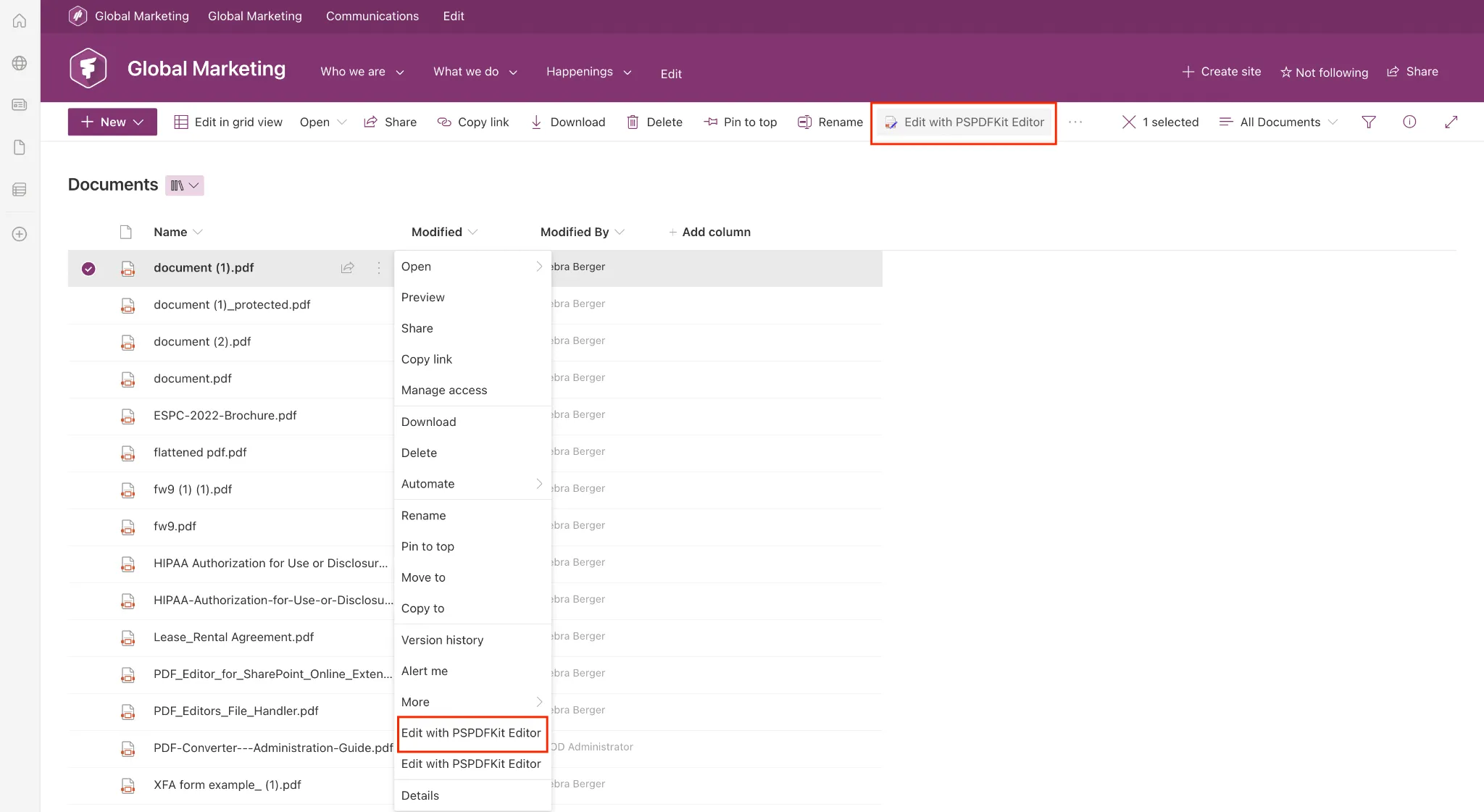 Open PDFs in SharePoint
