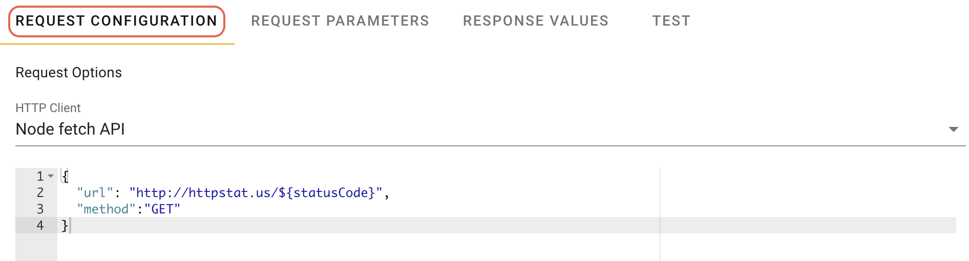 Request Configuration for error handling example