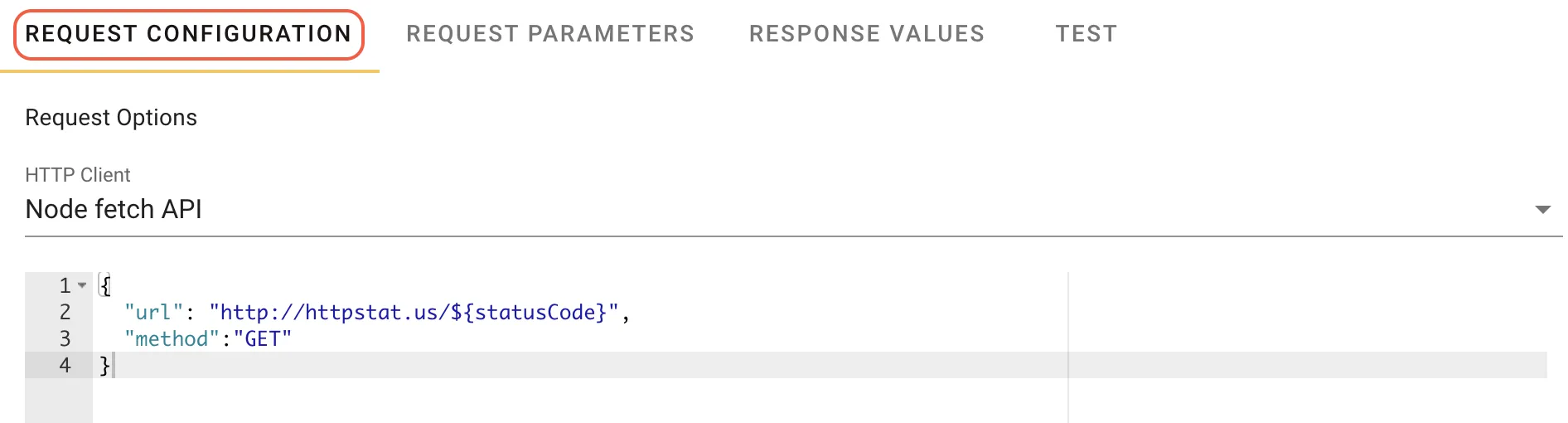 Request Configuration for error handling example