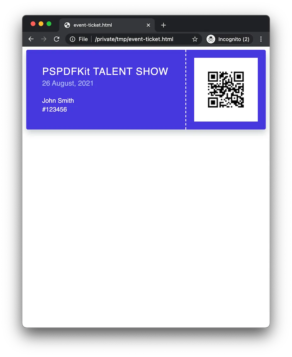 Styled Event Ticket
