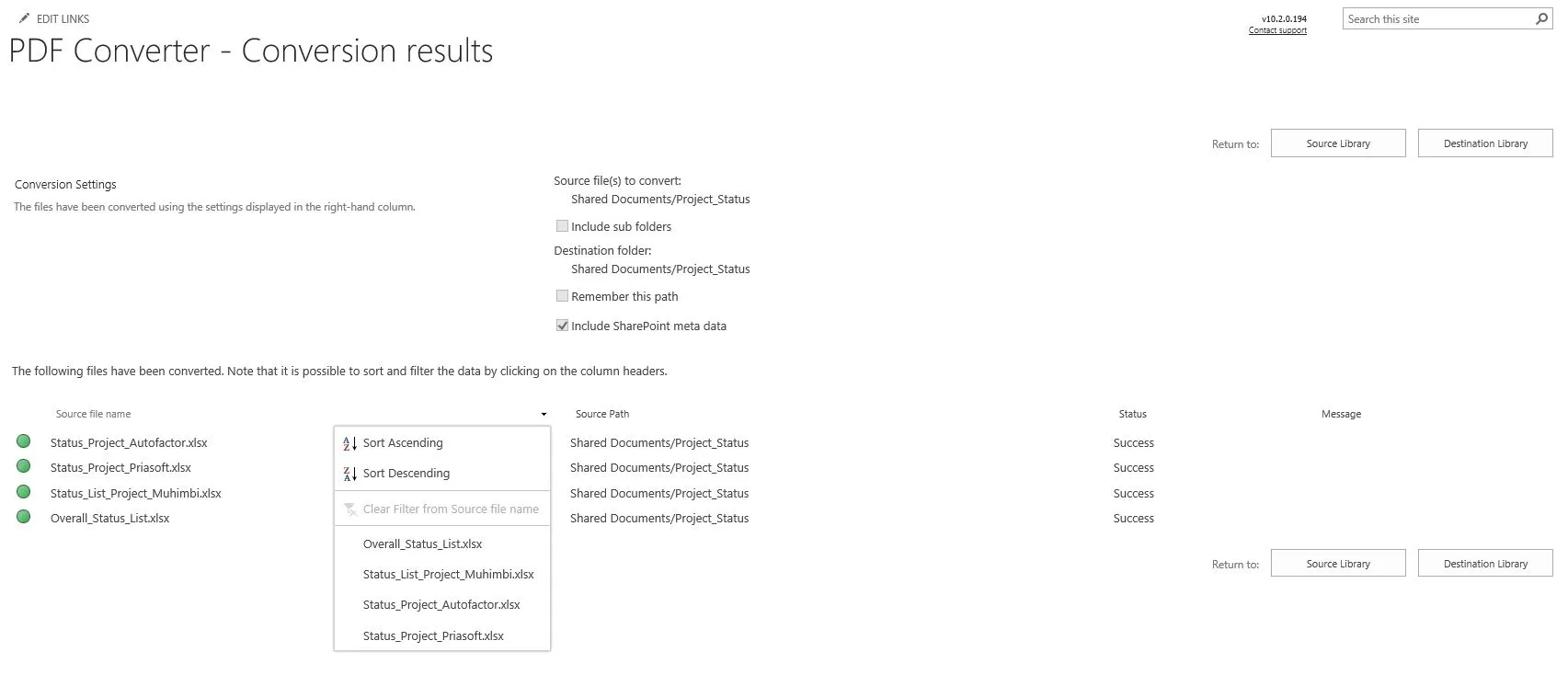 sort by column