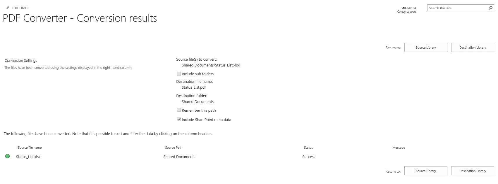 results page