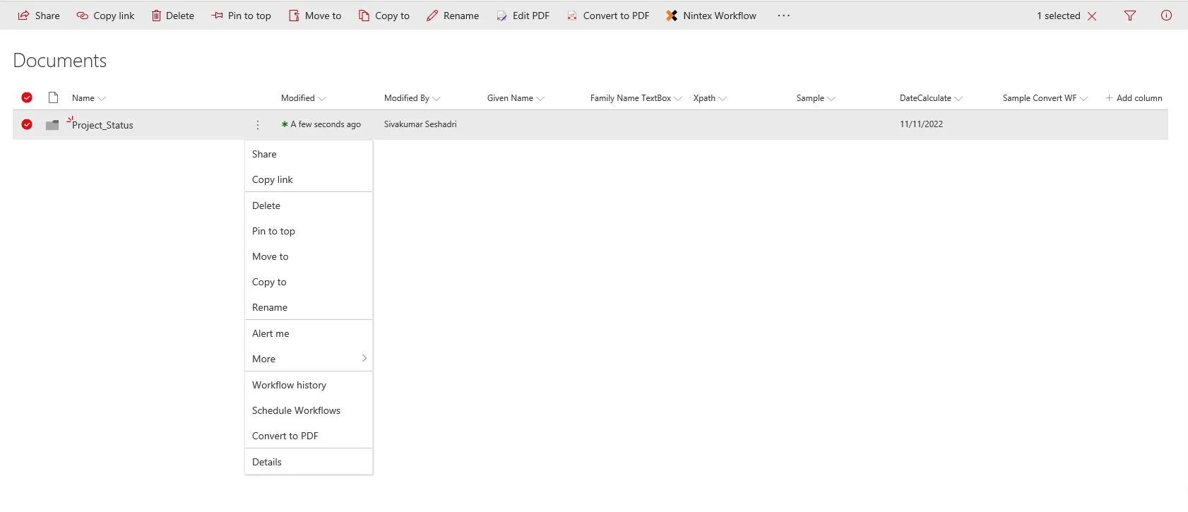convert to pdf menu