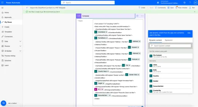 fill pdf forms from sharepoint list
