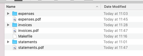 Folder structure with all the master files