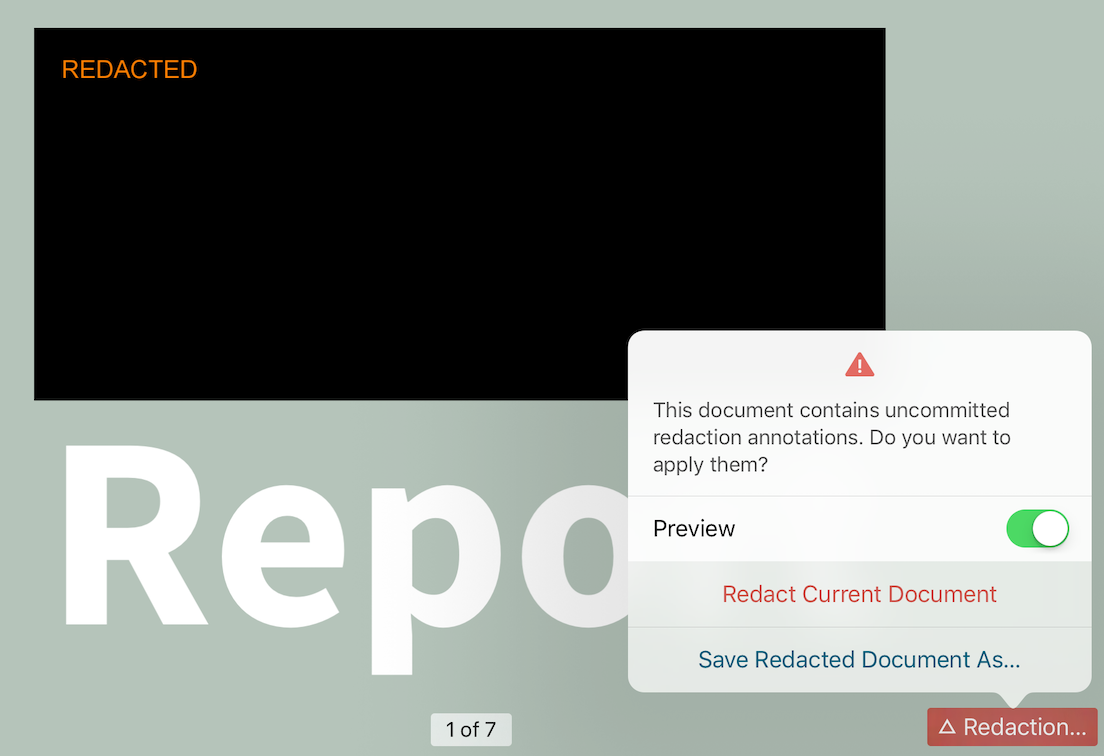 Floating Redaction Info Button with Preview