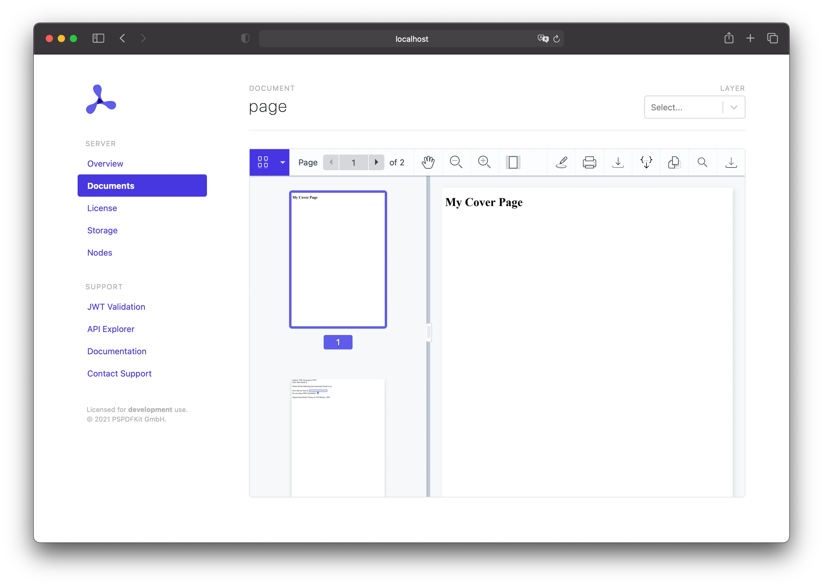 A PDF with a cover page