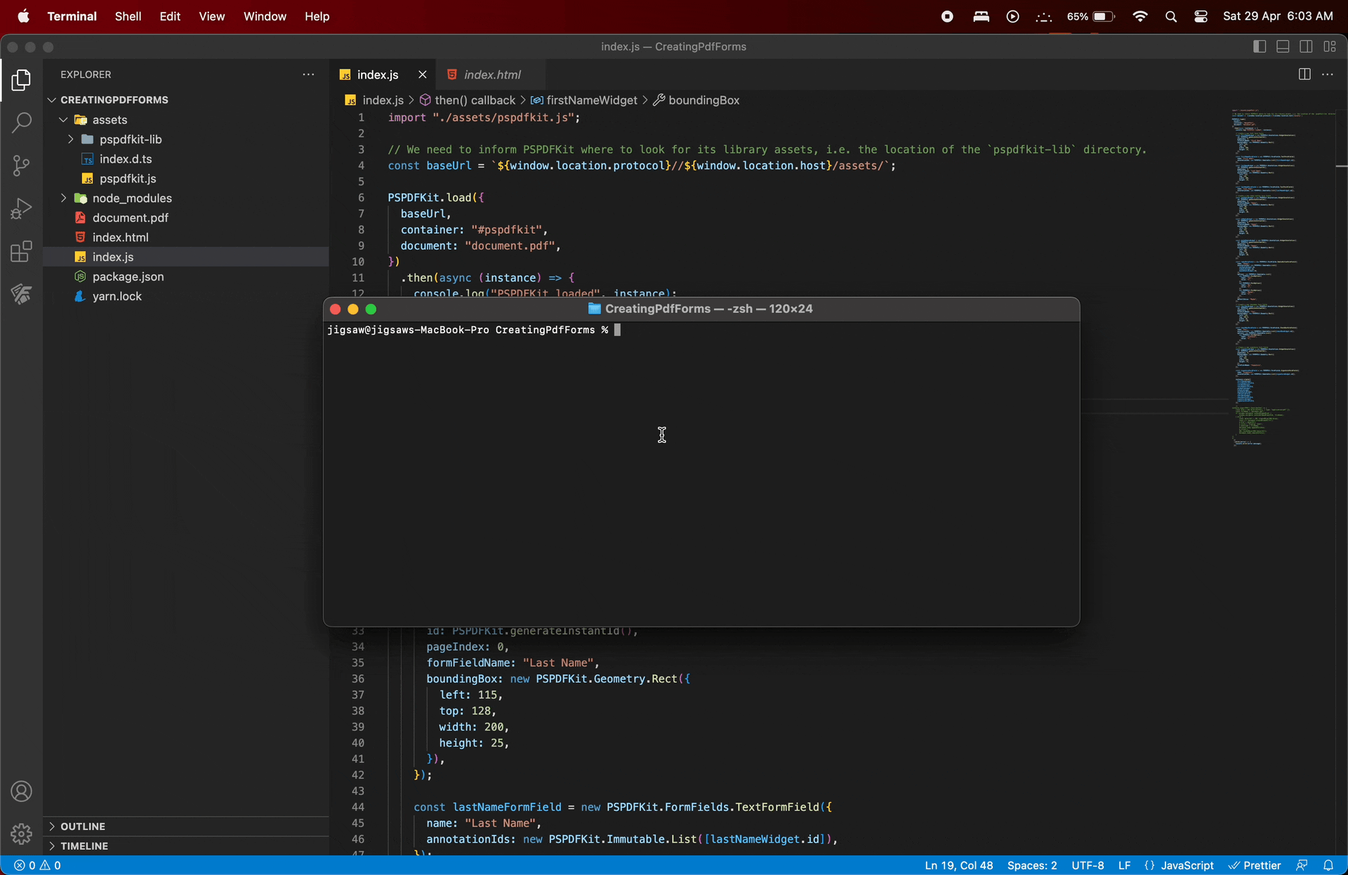Form field creation result