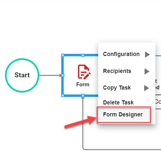 Form Designer menu option